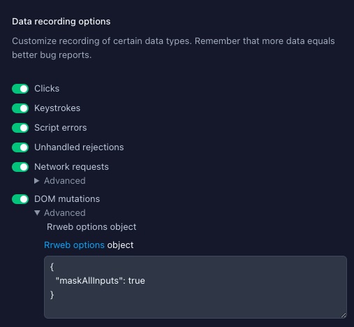 browser extension data recording options