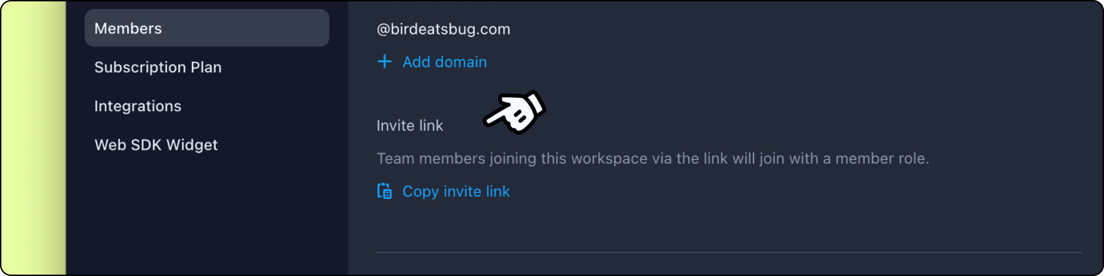 Copy invite link