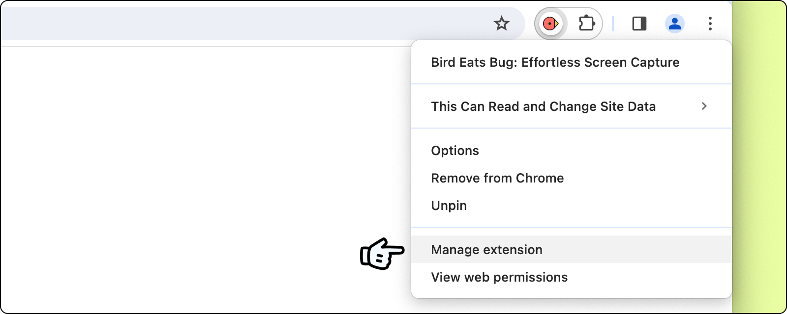 Manage extension